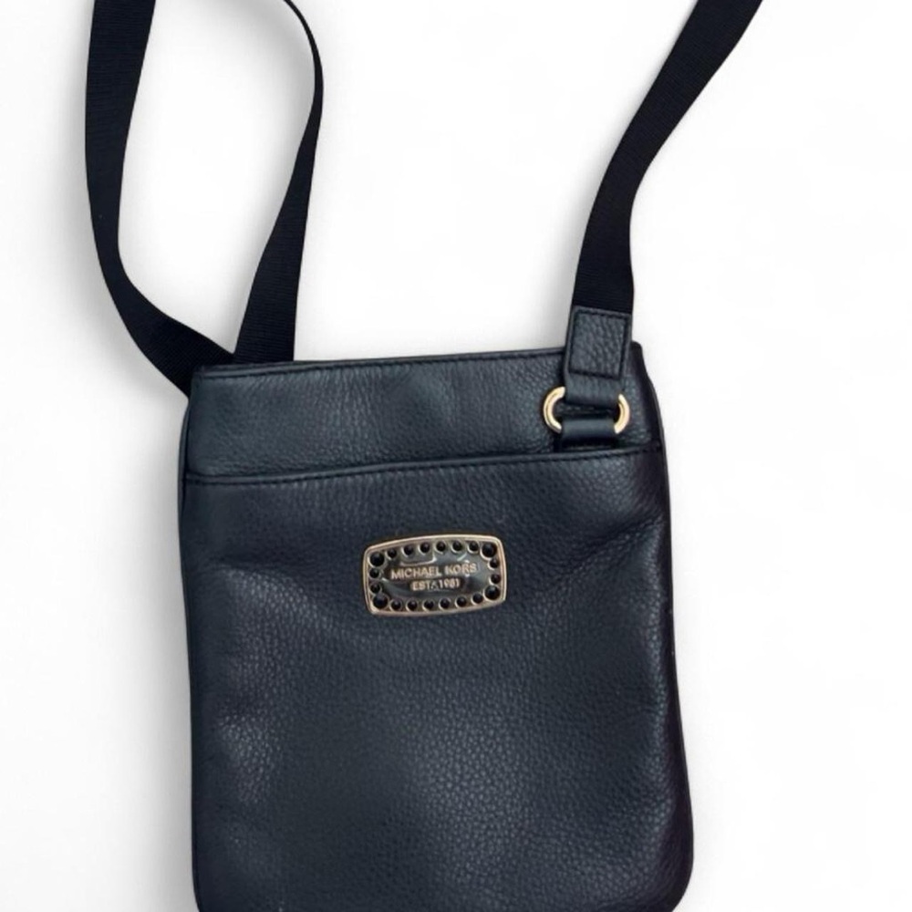 Michael Kors Black Leather Bag with Gold Logo